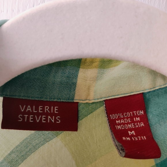 Valerie Stevens 100% Cotton Y2K Style Plaid Button Up - Picture 4 of 6